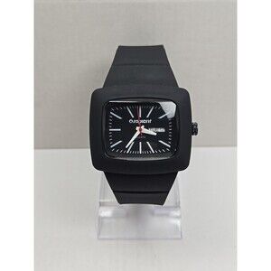 Sapient Timeless Black Silicone 46mm Day Date Quartz Watch New Battery Mens